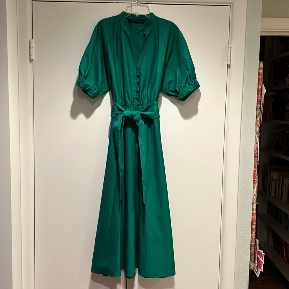 Zara Emerald Green Cotton Dress